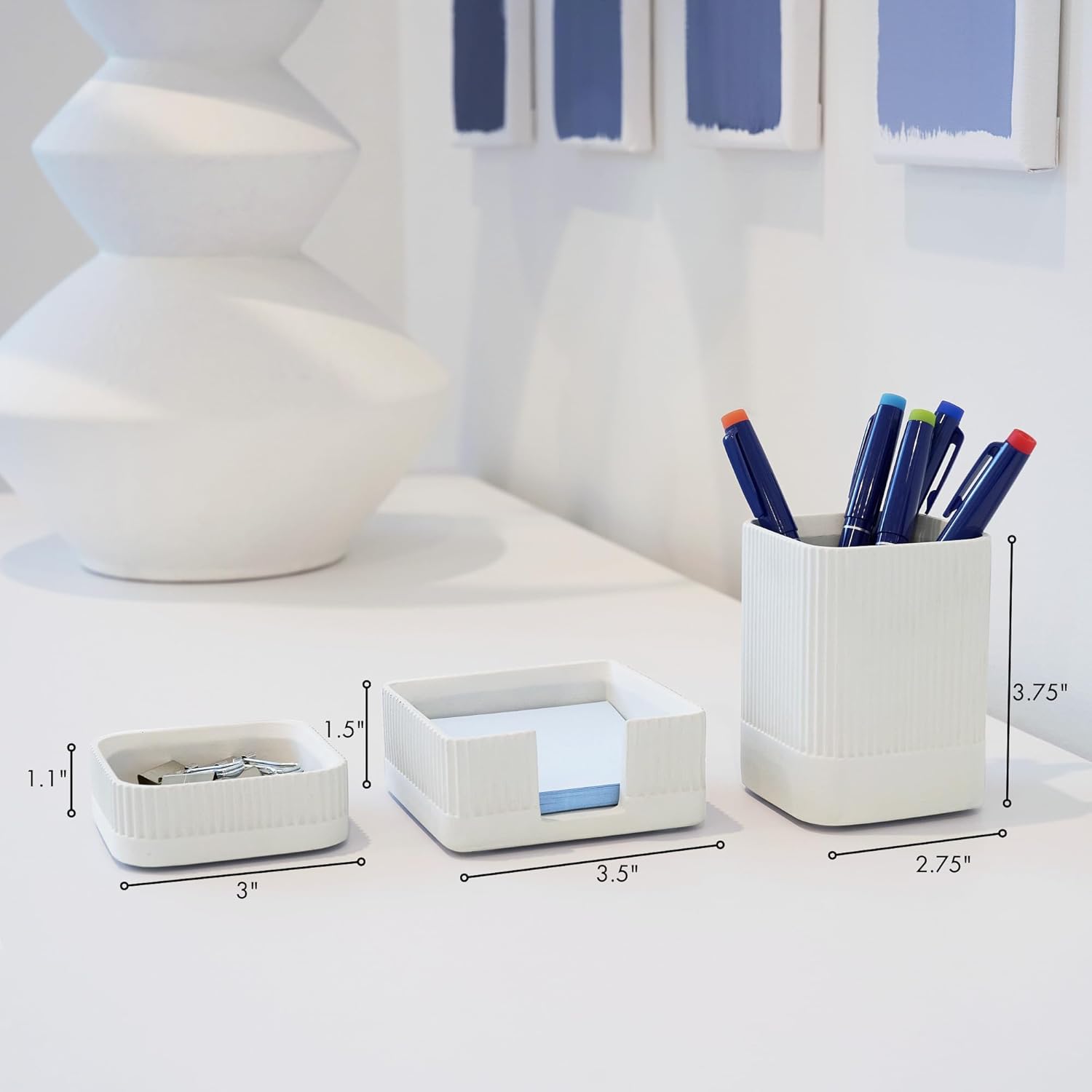 3-Piece Concrete Desk Organizer Set with Pen & Note Holders - Image 7