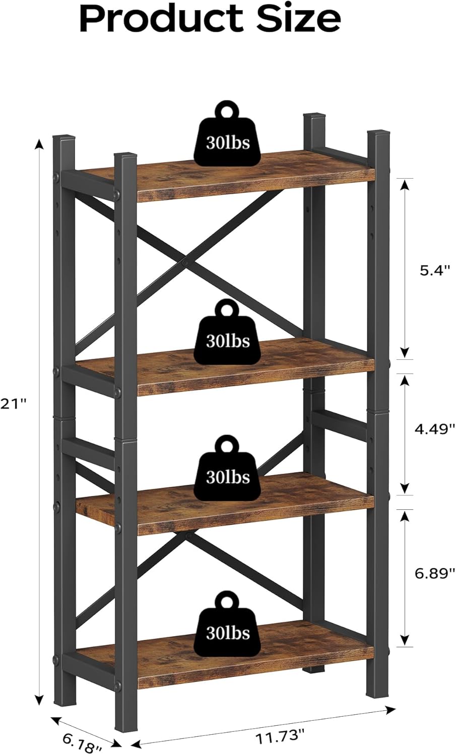 4-Tier Stackable Desktop Bookshelf, Adjustable Wooden Book Organizer - Image 3