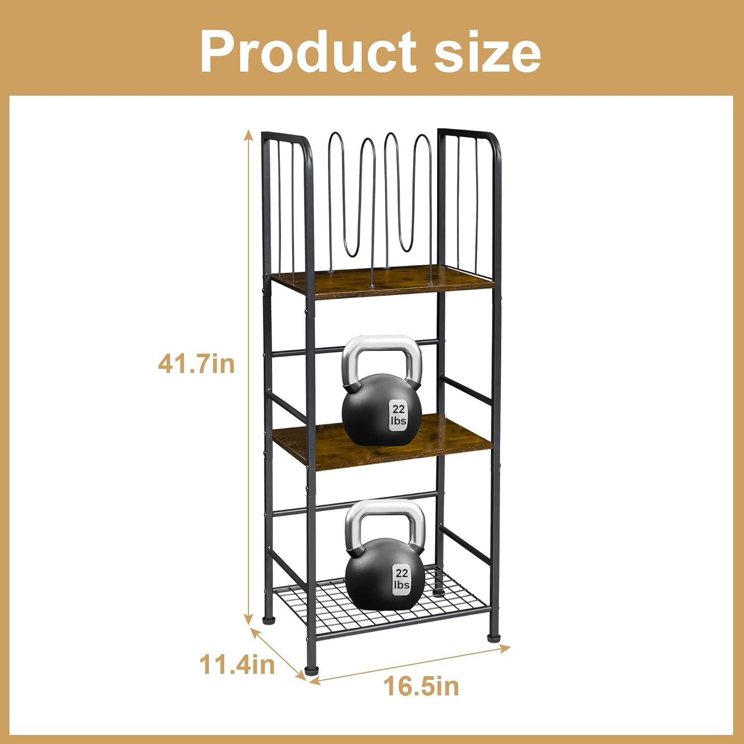 3-Tier Freestanding Metal Towel Rack, Detachable M-shaped Divider Bathroom Storage Shelf - Image 5