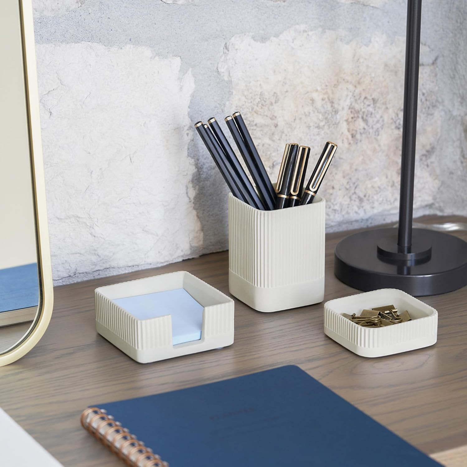 3-Piece Concrete Desk Organizer Set with Pen & Note Holders - Image 5