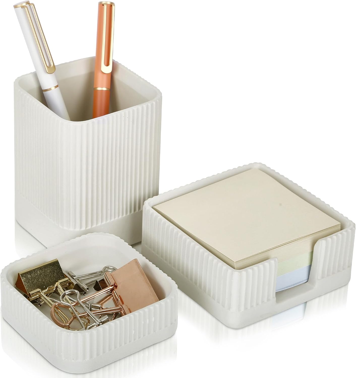 3-Piece Concrete Desk Organizer Set with Pen & Note Holders - Image 8