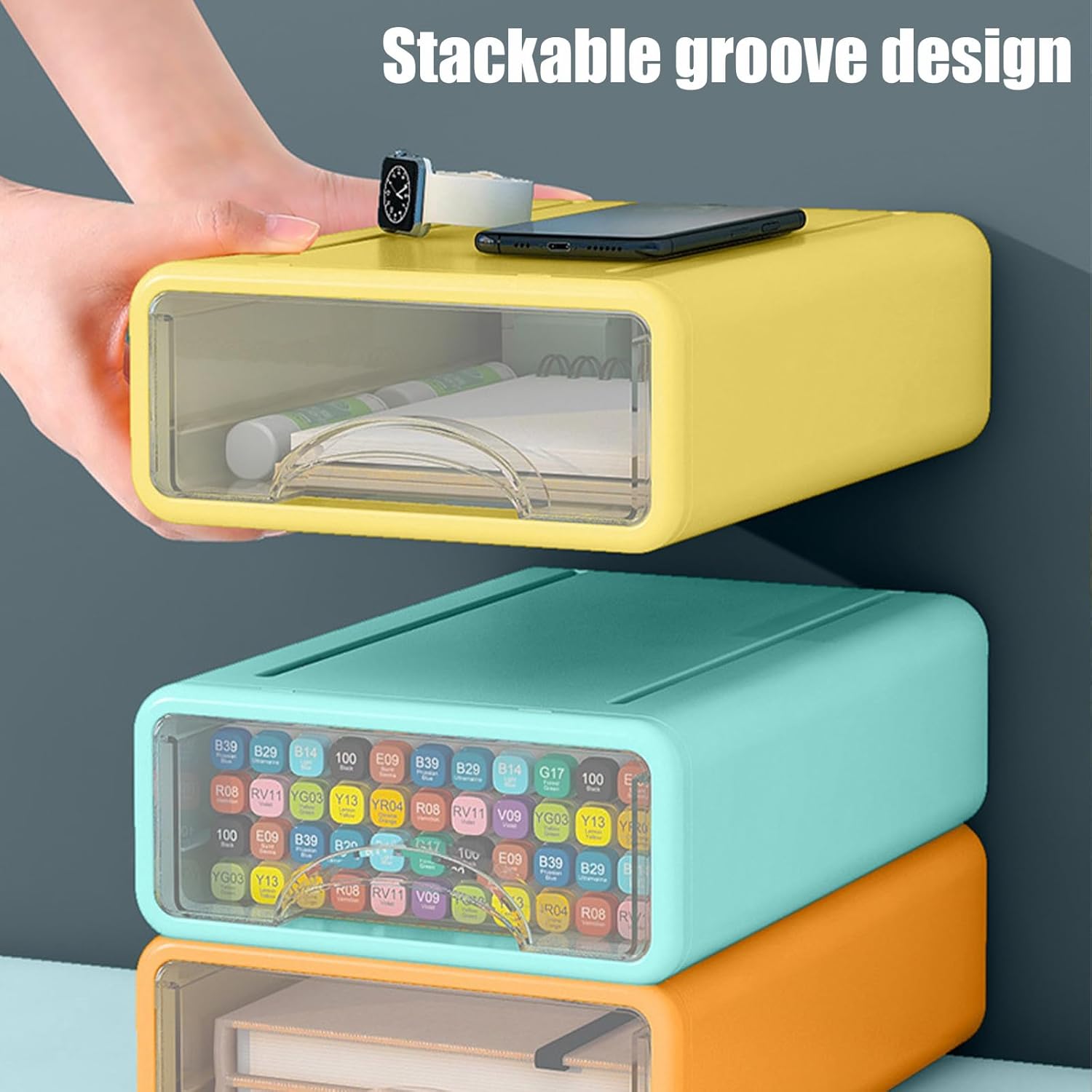 4-Pack Stackable Desktop Drawer Organizer for Office & Makeup Storage - Image 5
